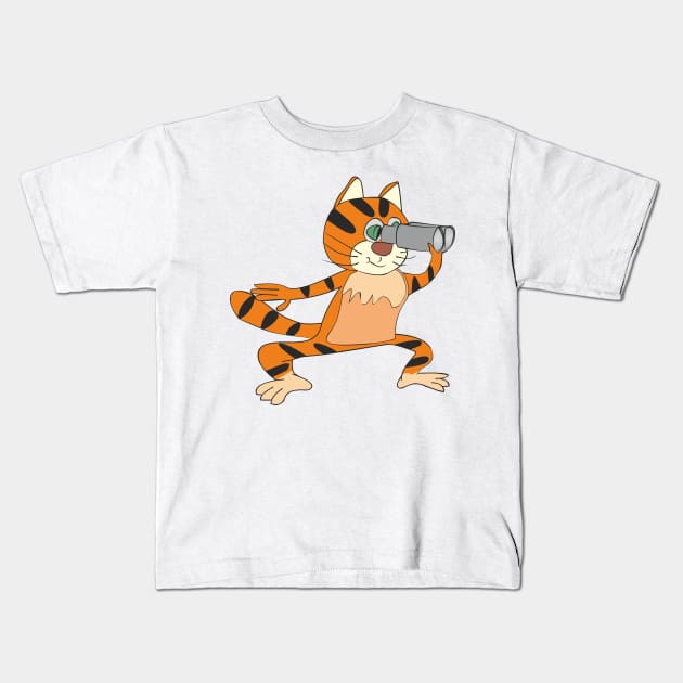 Inquisitive cat Kids T-Shirt by Alekvik